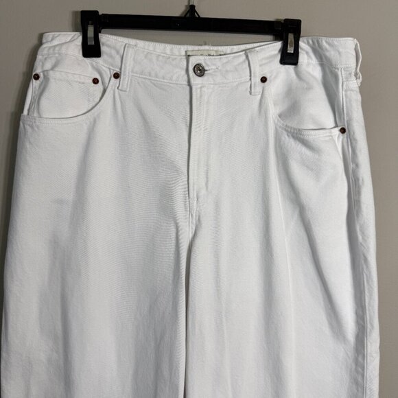Abercrombie & Fitch Curve Love High Rise Cropped Wide Leg Jeans Womens 14S White - Picture 6 of 15